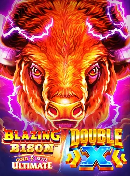 Decorative casino game artwork for Discowin: Blazing Bison Gold Blitz Ultimate Double X